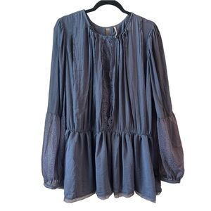 Free People Blue Long Sleeve Top